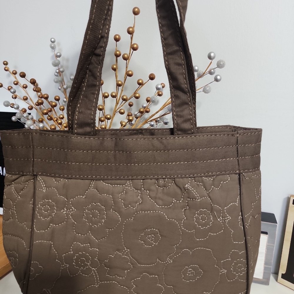 Thirty-One Brown Quilted Poppy Demi Purse Handbag